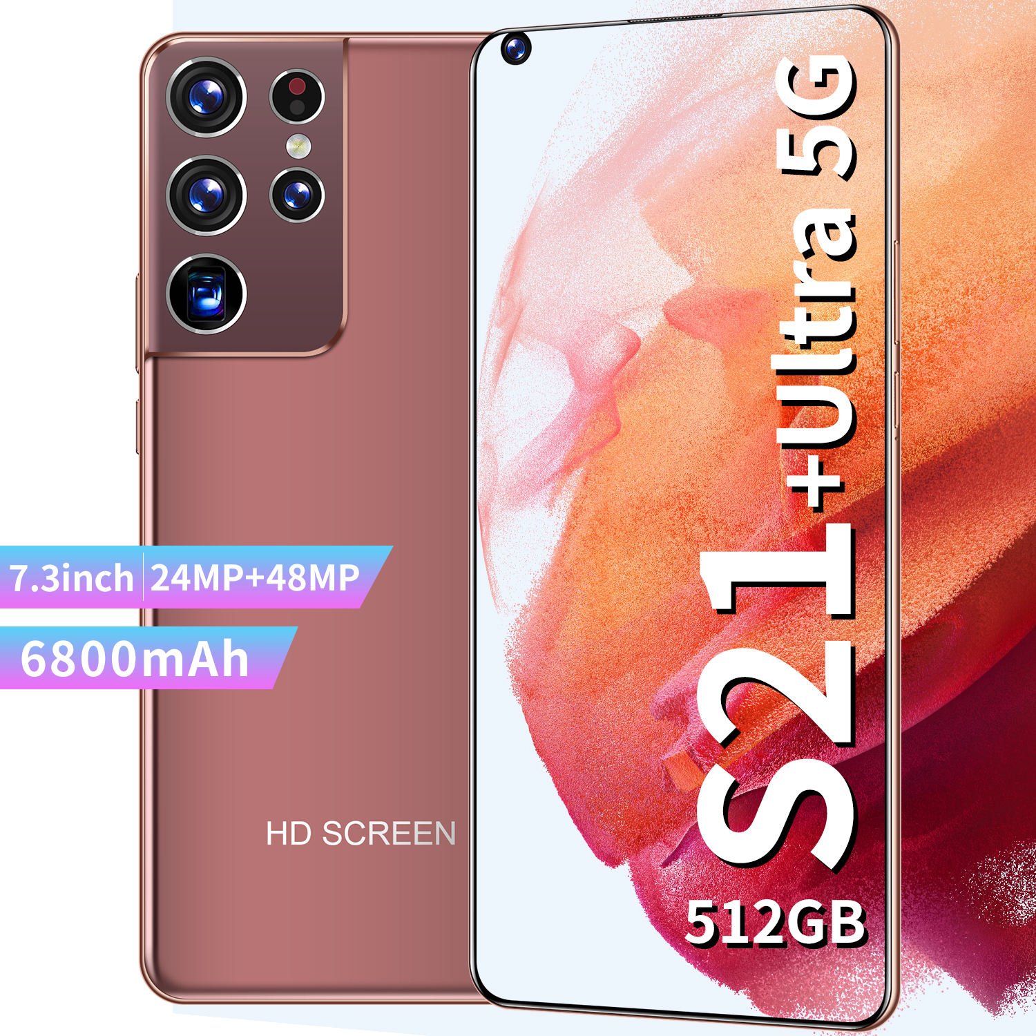 2021 Latest Version S21 7.3-inch Full-screen Smartphone 5G Dual Card Dual Standby 12GB+512GB Face Recognition Fingerprint